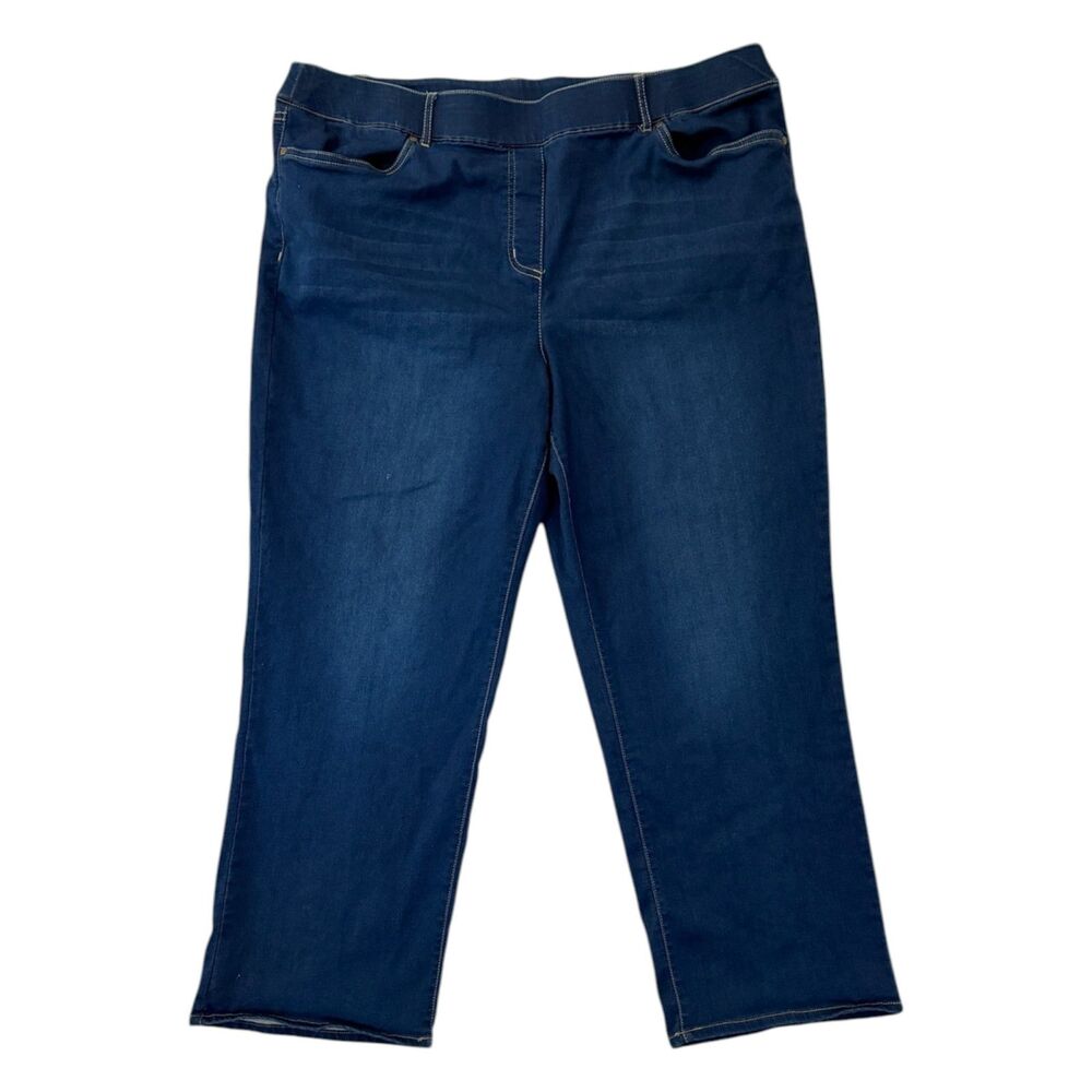 Alfred Dunner Womens Elastic Waist Denim Blue Jeans Size 18P